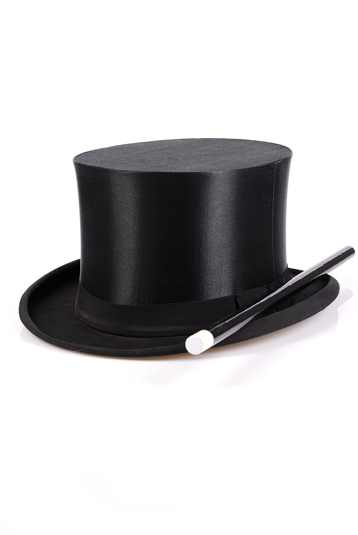 black top hat and magic wand