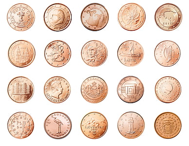 gold-colored coin collection