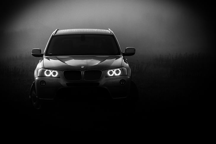 grayscale photography of BMW X-Series SUV