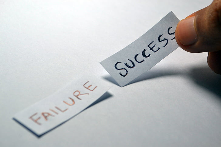 failure and success text showing in papers