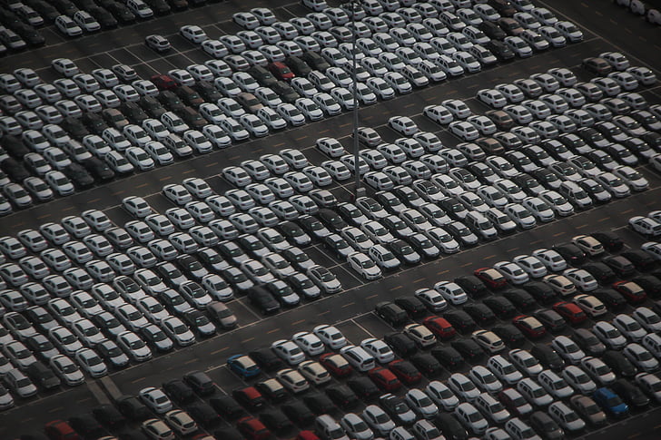 aereal photography of parked cars