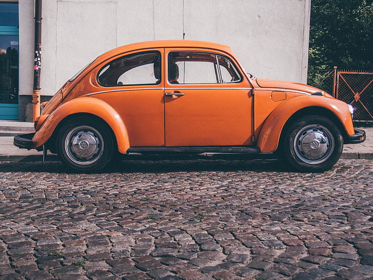 orange Volkswagen Beetle