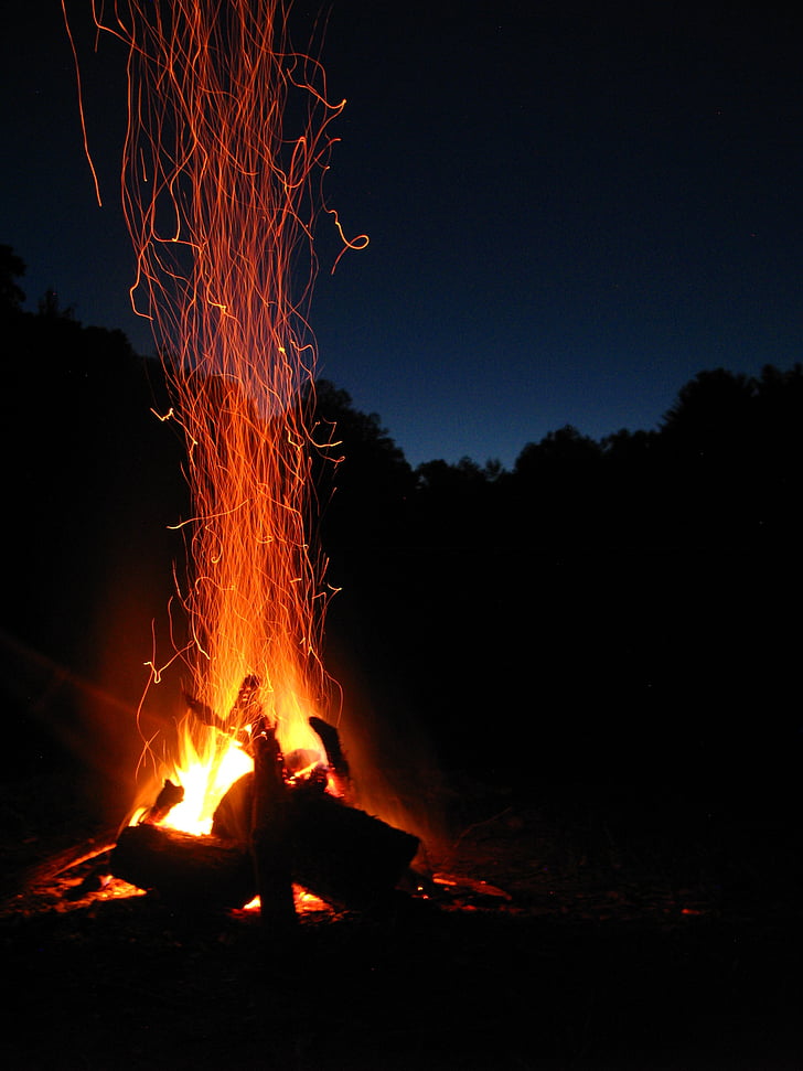 burning firewoods at night