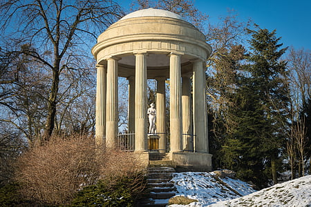 photography of statue in gazebo