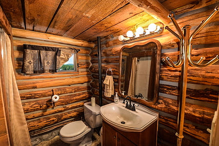 brown bathroom interior