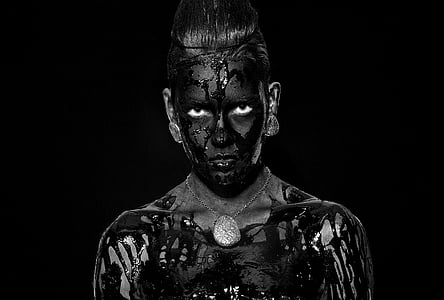 woman with black body paint