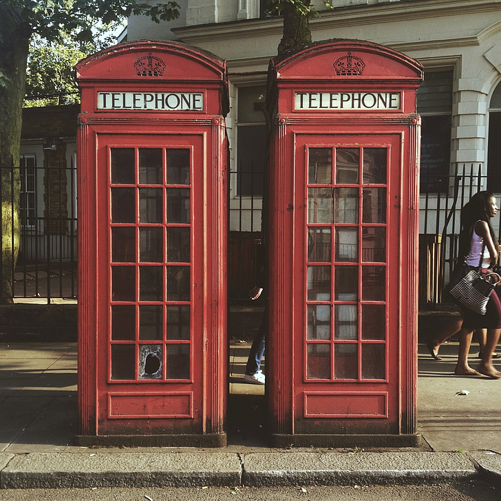 two red telephone booth