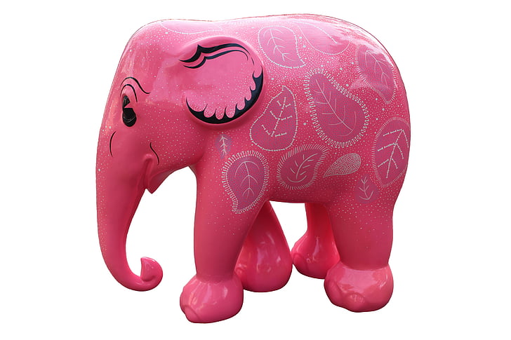 pink and white elephant ceramic figurine