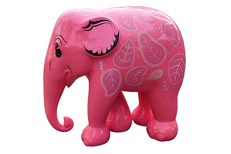 pink and white elephant ceramic figurine