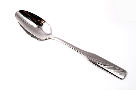 silver spoon on white background