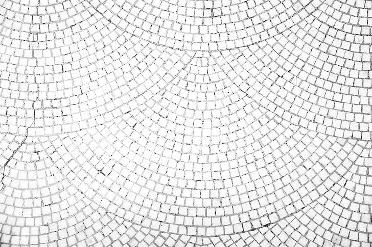 photo of white mosaic floor tiles