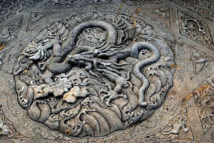 black dragon engraved wall art