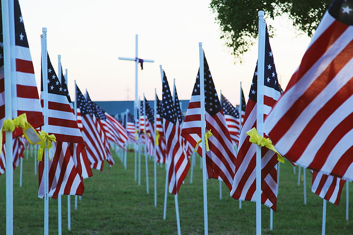 U.S.A. flags on the ground