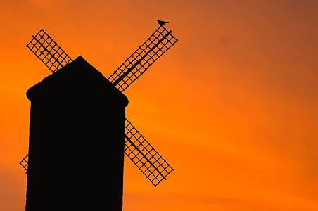 silhouette of windmill