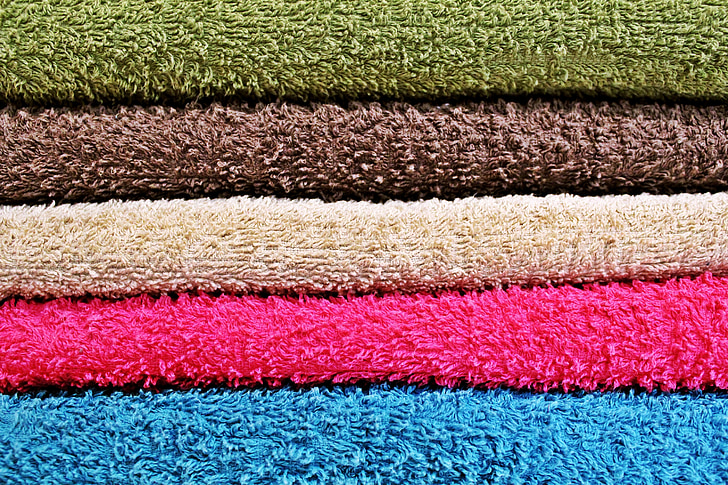 several assorted-color textiles