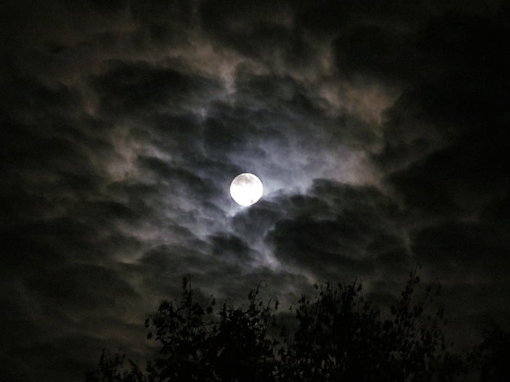 full moon on cloudy sky wallpaper