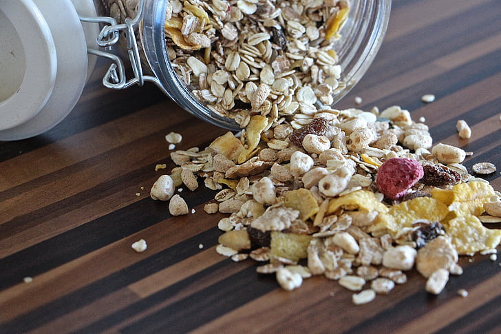 cereals on wooden table