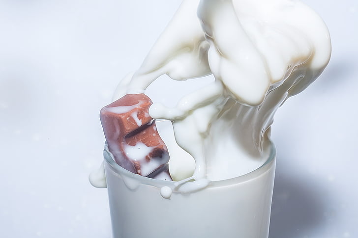 macro photo of glass of milk