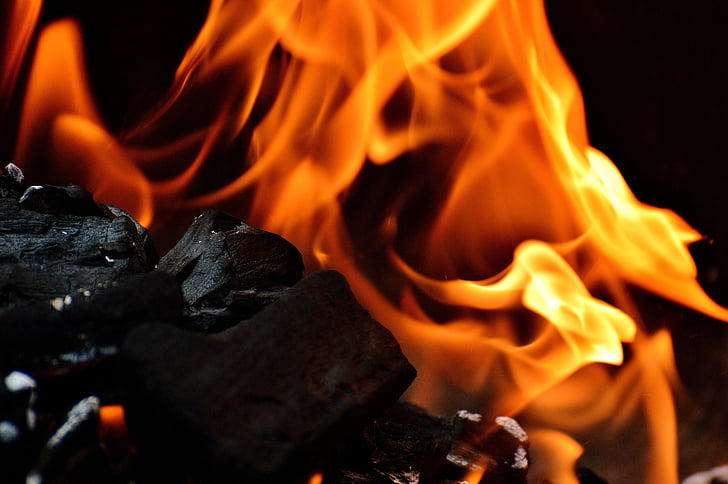 close up photo of charcoal burning