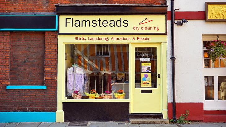 Flamsteads dry cleaning shirts, laundering, alterations, & repair store front