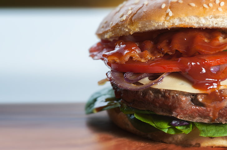 close up photography of burger