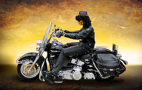 man riding touring motorcycle painting