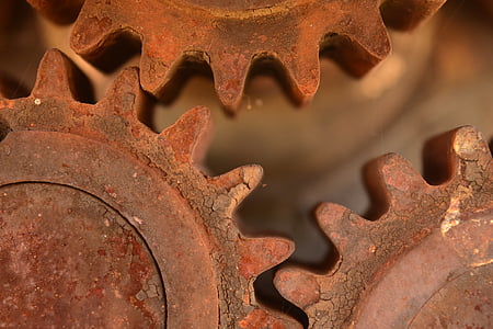 rusted brown transmission gears