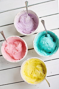 four assorted flavored ice creams