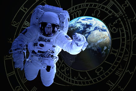 astronaut on outer space digital wallpaper