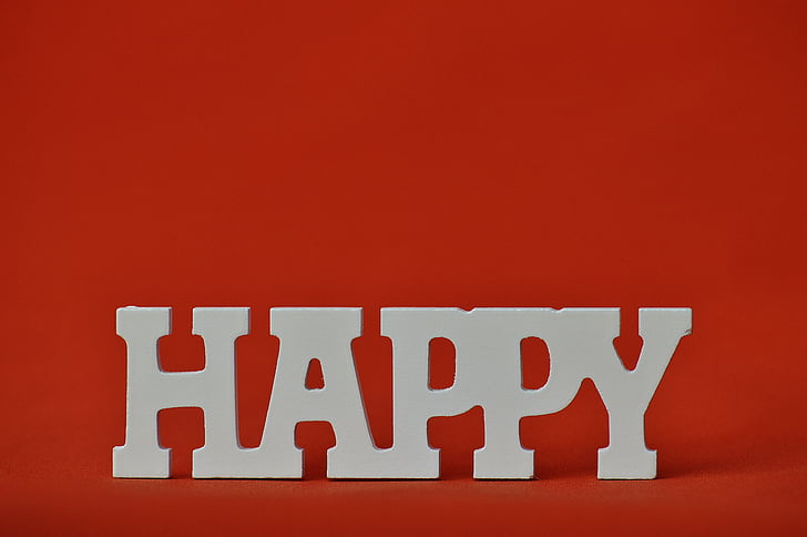 Happy freestanding letter on red background