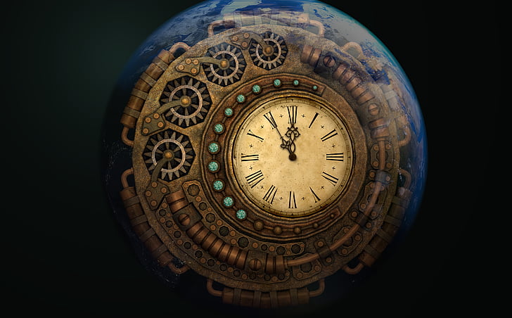 round brown clock showing 11:55