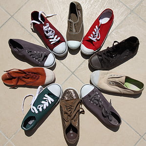 assorted-color low-top sneakers