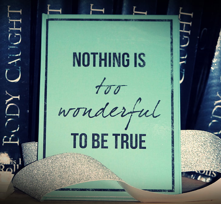 Nothing is too wonderful to be true sign