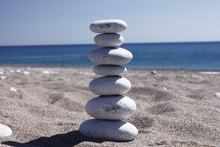 stack of stones near beach