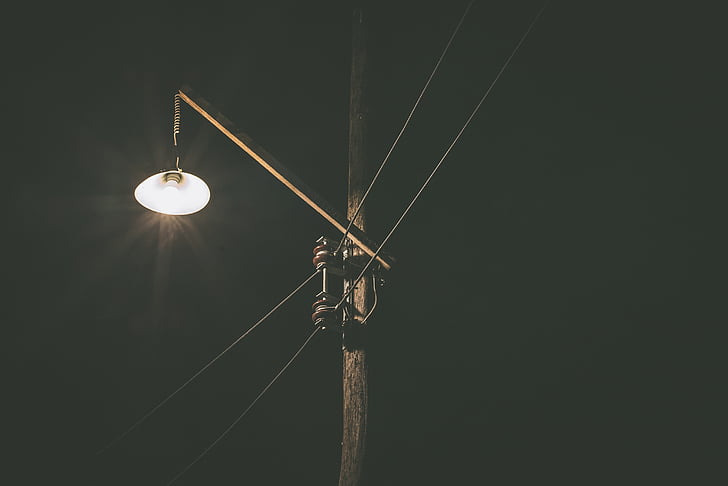 post lamp during nighttime