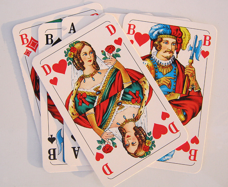 several assorted playing cards