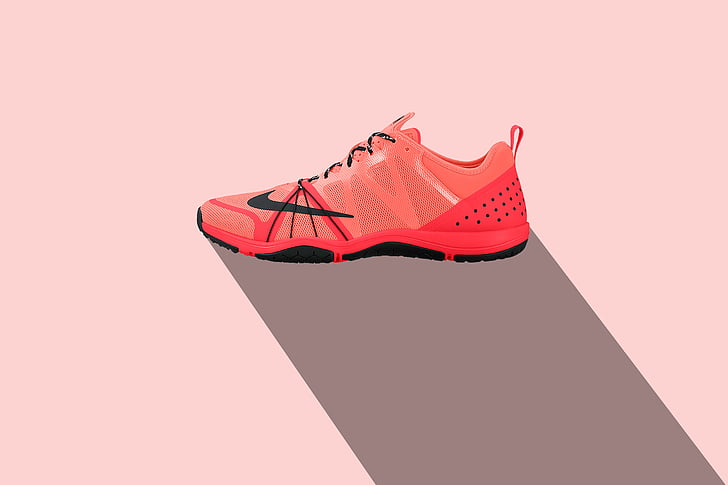 unpaired men's red Nike running shoe