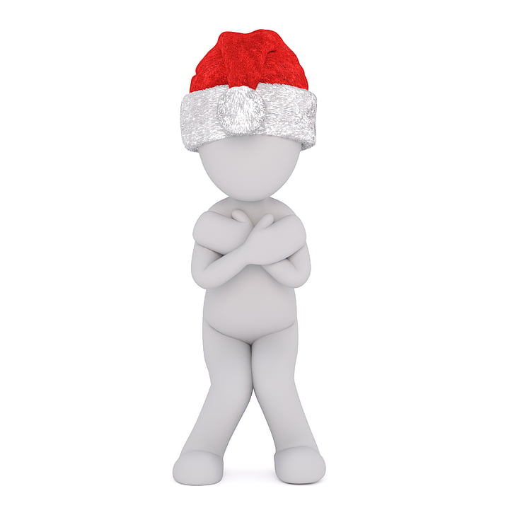 faceless person in red and white santa hat