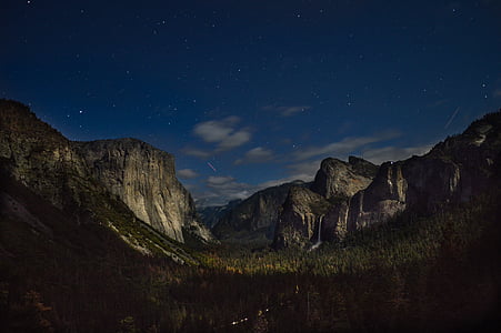 photography of gray mountains at nighttime