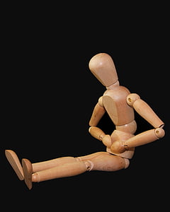 figure, man, sit, bellyache, stomach ache, doll