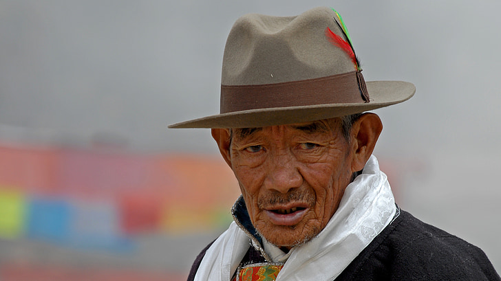 man wearing brown fedora hat and grey scarf