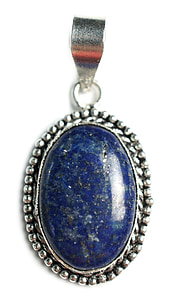 blue cabochon pendant on white surface