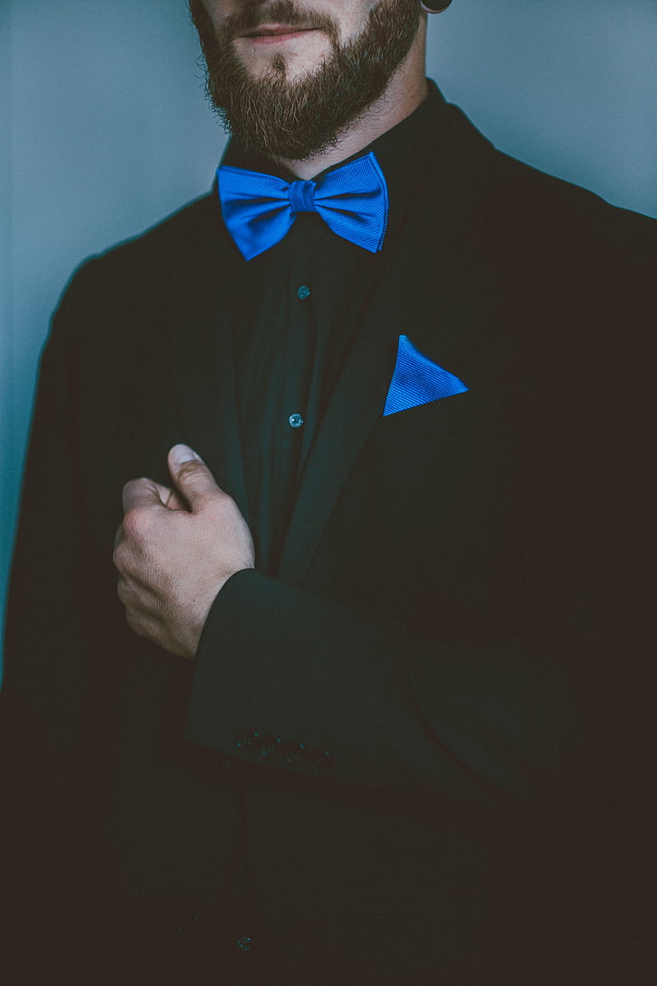black and blue formal suit