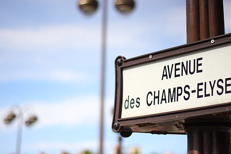 selective focus photography of Avenue des Champs-Elyse-printed road signage