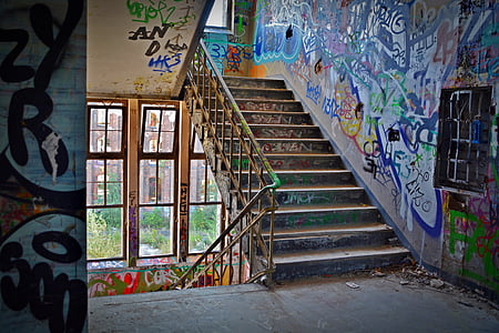empty multicolored concrete stair digital wallpaper