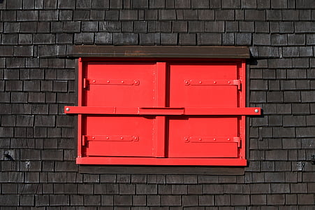 red metal window