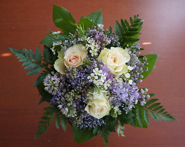 yellow and purple floral bouquet