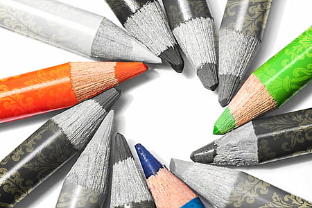 selective color photography of color pencils