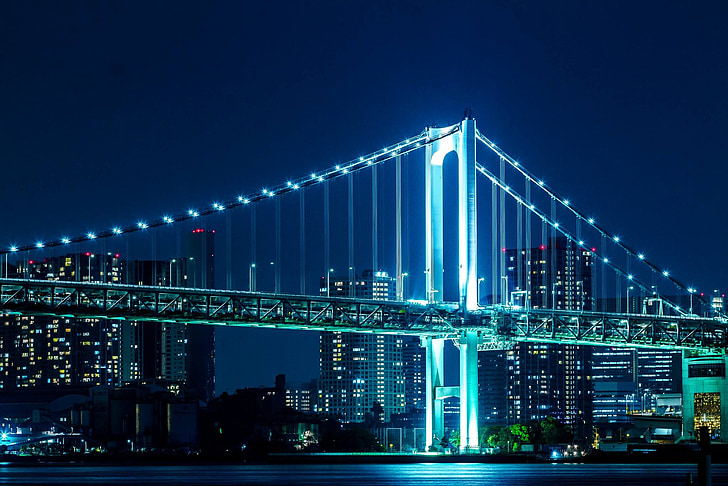 photo of Manhattan bridge at nighttime