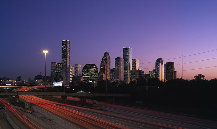 Wallpaper USA Houston Fence night time Street lights 1080x1920
